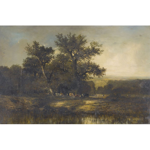 JULES DUPRE : Baumbestandene Weidelandschaft mit K�hen (DOBIASCHOFSKY AUKTIONEN AG)