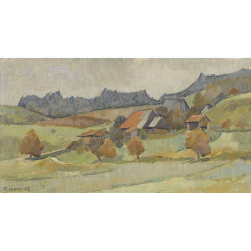 FRITZ RYSER : Bauernhaus in h�geliger Landschaft (DOBIASCHOFSKY AUKTIONEN AG)