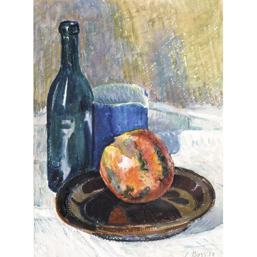 EDUARD BOSS : Stillleben mit Flasche, Frucht und K�nnchen (DOBIASCHOFSKY AUKTIONEN AG)