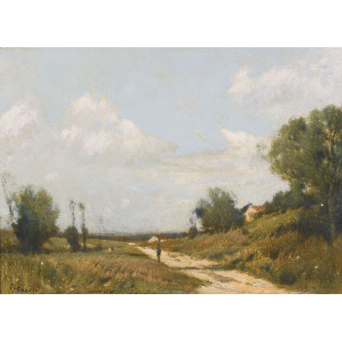 AUGUST SPECK : Sommerlandschaft mit Spazierg�nger auf Feldweg (DOBIASCHOFSKY AUKTIONEN AG)