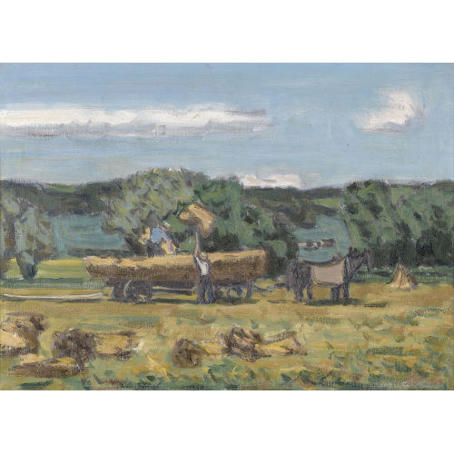 CHARLES LOUIS AUGUSTE CHINET : Bauern mit Heuwagen in sommerlicher Landschaft (DOBIASCHOFSKY AUKTIONEN AG)