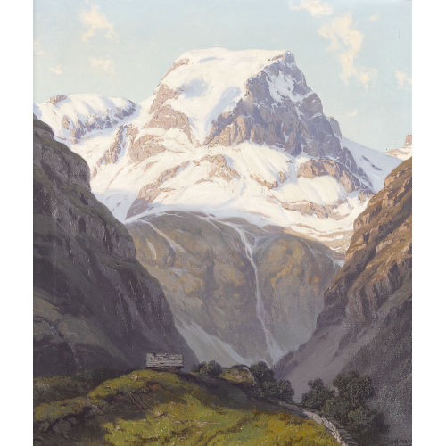 EDWIN CARL BACHMANN : 'T�di von der Baumgartenalp aus gesehen' (DOBIASCHOFSKY AUKTIONEN AG)