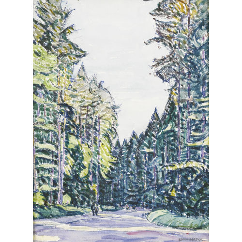 EMIL PROCHASKA : Sommerliche Strassenpartie in einem Nadelwald (DOBIASCHOFSKY AUKTIONEN AG)