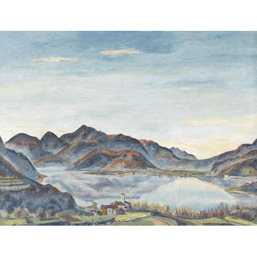 ERNST KEMPTER : Tessiner Seenlandschaft mit Ortschaft (DOBIASCHOFSKY AUKTIONEN AG)
