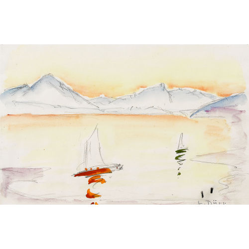 LOUIS D�RR : Segelboote auf dem Thunersee in der D�mmerung (DOBIASCHOFSKY AUKTIONEN AG)