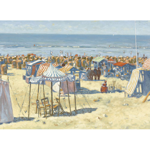 CORNELIS KOPPENOL : Belebte Strandpartie (DOBIASCHOFSKY AUKTIONEN AG)