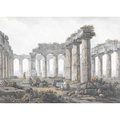 ABRAHAM LOUIS RODOLPHE DUCROS : Innenansicht eines Tempels von Paestum (DOBIASCHOFSKY AUKTIONEN AG)