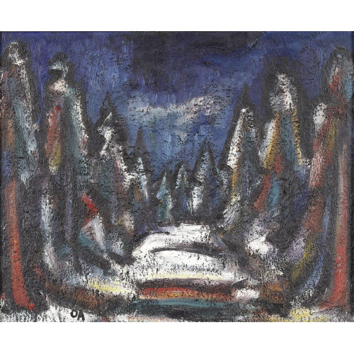 OSKAR ALTHAUS : Winterliche Allee mit Nadelb�umen (DOBIASCHOFSKY AUKTIONEN AG)
