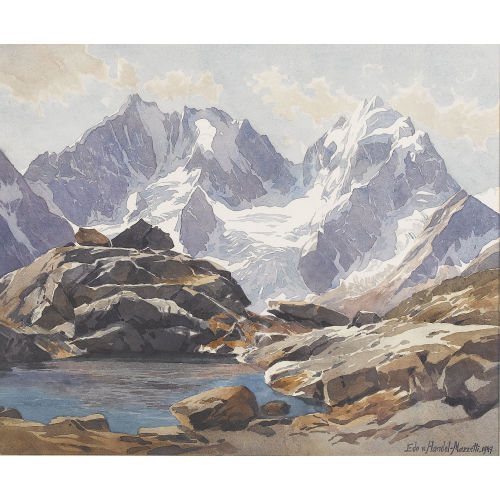 EDUARD FREIHERR VON HANDEL-MAZZETTI : Hochgebirgspartie mit Bergsee (DOBIASCHOFSKY AUKTIONEN AG)