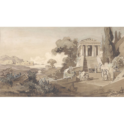 LUDWIG HANS FISCHER : S�dliche K�stenlandschaft mit antikem Tempel (DOBIASCHOFSKY AUKTIONEN AG)