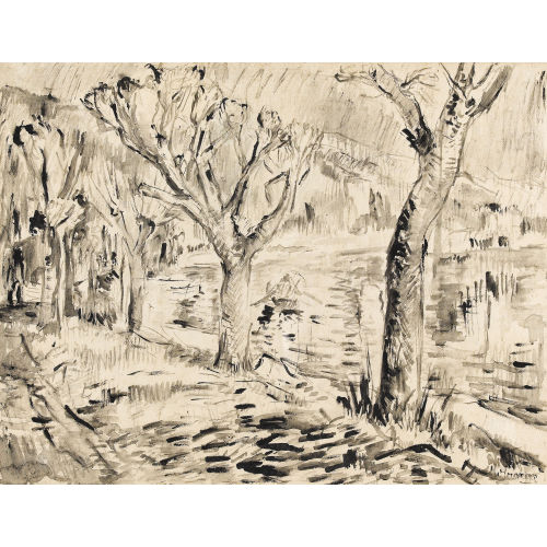 MANFRED HENNINGER : Waldausschnitt und See (DOBIASCHOFSKY AUKTIONEN AG)