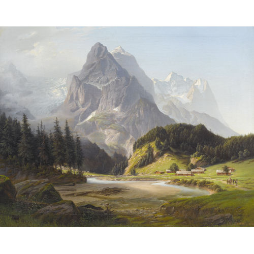 JOHANN MATTHIAS NEITHARDT : Rosenlaui mit Wetterhorn und Wellhorn (DOBIASCHOFSKY AUKTIONEN AG)