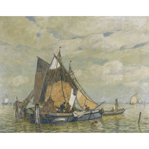 LUDWIG DILL : Fischerboote auf offenem Meer (DOBIASCHOFSKY AUKTIONEN AG)