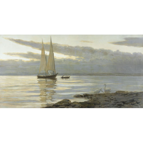 FREDERIC DUFAUX : Segelboot auf dem Genfersee im Morgenlicht (DOBIASCHOFSKY AUKTIONEN AG)