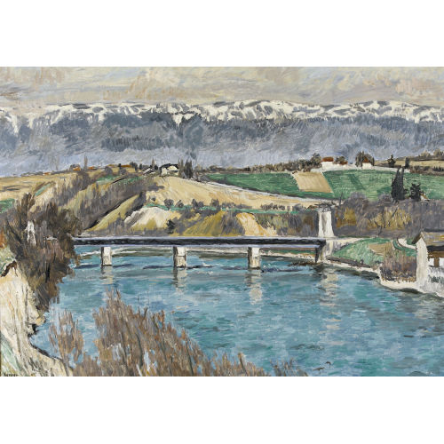HANS BERGER : Rhone-Br�cke bei Aire-la-Ville im Winter (DOBIASCHOFSKY AUKTIONEN AG)