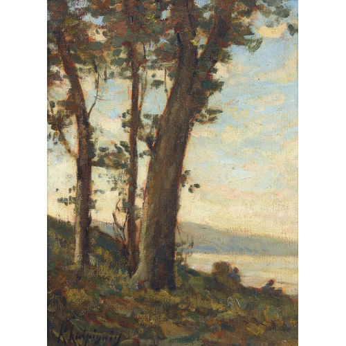 HENRI-JOSEPH HARPIGNIES : Uferpartie mit B�umen (DOBIASCHOFSKY AUKTIONEN AG)
