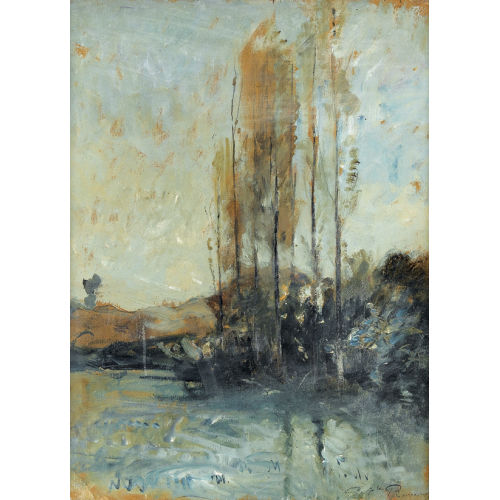 AUGUSTE FRAN�OIS RAVIER : Uferpartie mit Pappeln (DOBIASCHOFSKY AUKTIONEN AG)
