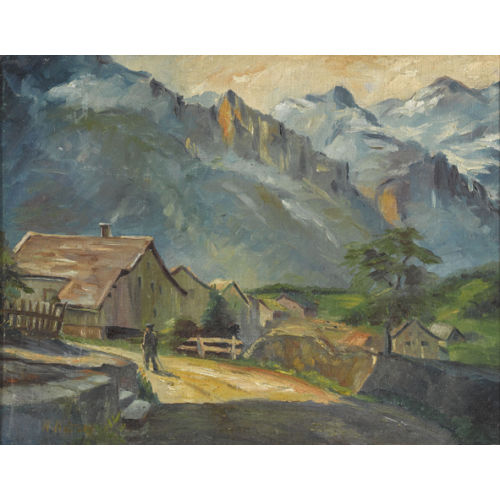 AUGUST HERZOG : 'Riedern im Kanton Glarus' (DOBIASCHOFSKY AUKTIONEN AG)