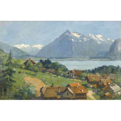 GUSTAVE SURAND : Thunersee mit Niesen (DOBIASCHOFSKY AUKTIONEN AG)