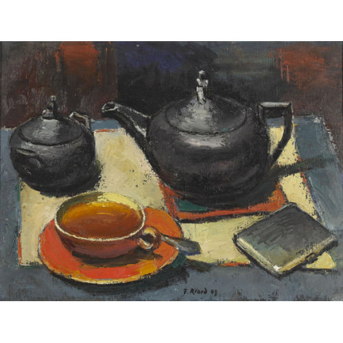 FERNAND RIARD : Stillleben mit Teekanne, Tasse und Zigarrenetui (DOBIASCHOFSKY AUKTIONEN AG)