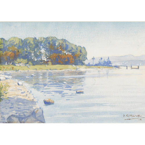 ANTON CHRISTOFFEL : Herbstliche Uferpartie am Z�richsee (DOBIASCHOFSKY AUKTIONEN AG)