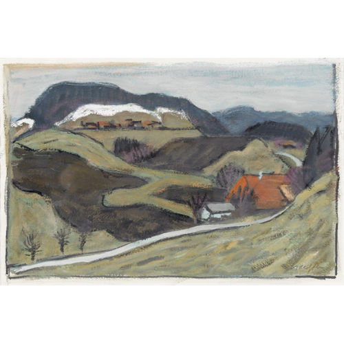 FRED STAUFFER : H�gelige Voralpenlandschaft im Vorfr�hling (DOBIASCHOFSKY AUKTIONEN AG)