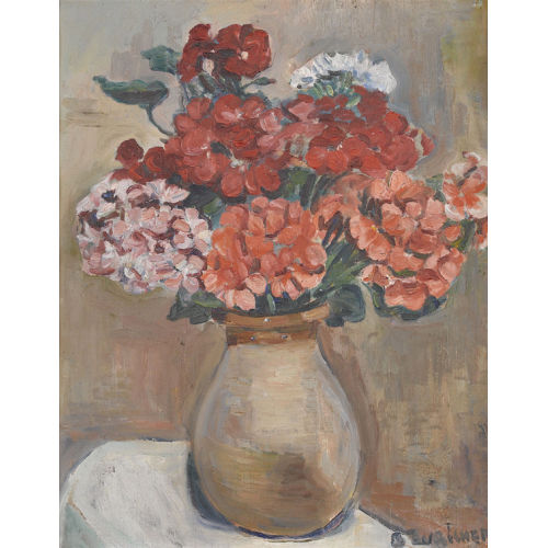 BERTHA Z�RICHER : Stillleben mit Geranien in einer Tonvase (DOBIASCHOFSKY AUKTIONEN AG)