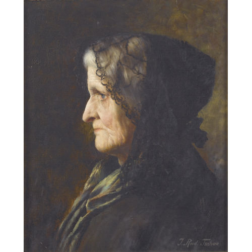RUDOLF TSCHAN : Brustbildnis einer alten Dame mit schwarzem Schleier (DOBIASCHOFSKY AUKTIONEN AG)