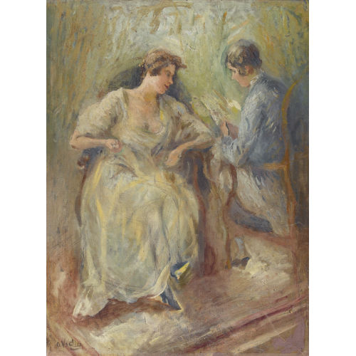 OTTO VAUTIER : Sitzende Dame mit Vorleserin (DOBIASCHOFSKY AUKTIONEN AG)