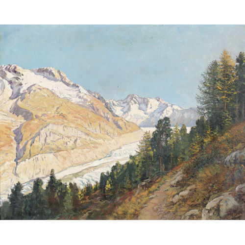 HENRI EDOUARD HUGUENIN-VIRCHAUX : 'La f�ret et le glacier d′Aletsch en automne' (DOBIASCHOFSKY AUKTIONEN AG)