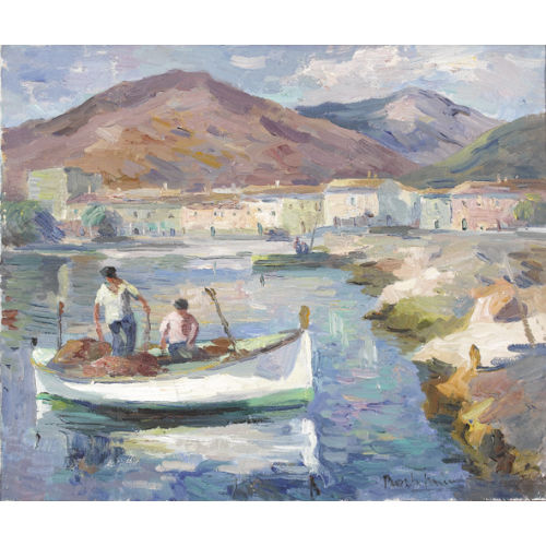 PASCUAL ROCH MINUE : Fischerboot vor mallorquinischem Hafen (DOBIASCHOFSKY AUKTIONEN AG)
