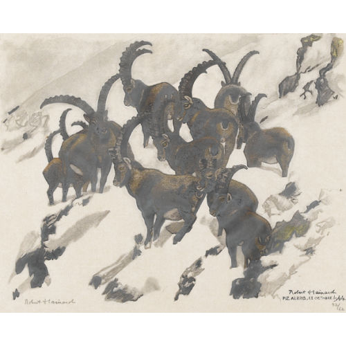 ROBERT HAINARD : Bouquetins, troupe de m�les dans la neige (DOBIASCHOFSKY AUKTIONEN AG)