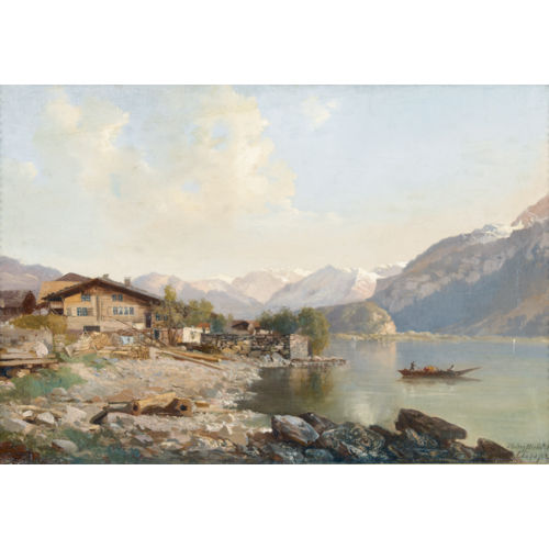 KARL FUCHS : Partie am Brienzersee mit Boot (DOBIASCHOFSKY AUKTIONEN AG)