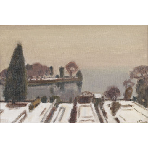CHARLES LOUIS AUGUSTE CHINET : 'L′Ile de la Harpe en hiver' (DOBIASCHOFSKY AUKTIONEN AG)