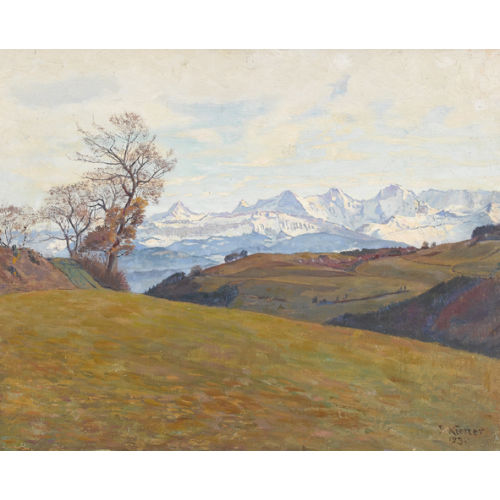 ROBERT KIENER : Herbstansicht vom Gurten auf die Berner Alpen (DOBIASCHOFSKY AUKTIONEN AG)