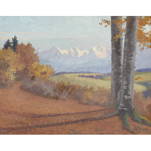 ROBERT KIENER : Herbstansicht vom Gurten mit Eiger, M�nch und Jungfrau (DOBIASCHOFSKY AUKTIONEN AG)