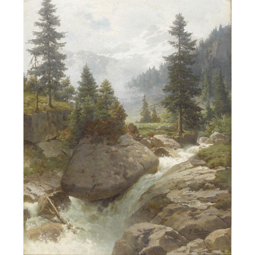 JOST MUHEIM : Bergbach in den Alpen (DOBIASCHOFSKY AUKTIONEN AG)