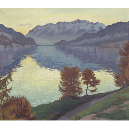 WALDEMAR FINK : 'Herbstmorgen (Tagesantritt) am Thunersee' (DOBIASCHOFSKY AUKTIONEN AG)