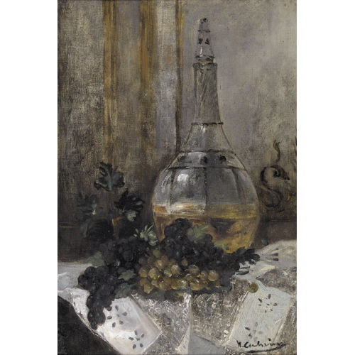 EUGENE HENRI CAUCHOIS : Stillleben mit Weintrauben und Karaffe (DOBIASCHOFSKY AUKTIONEN AG)