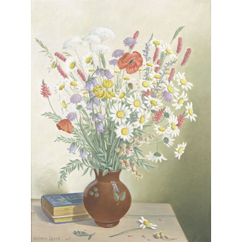 GUIDO LOCCA : Stillleben mit Feldblumen, Vase und Buch (DOBIASCHOFSKY AUKTIONEN AG)