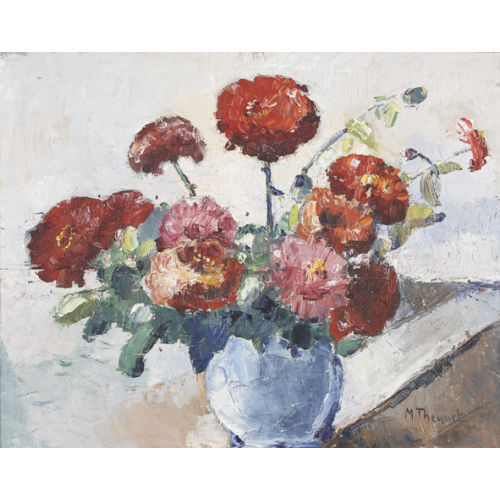 MAX ROBERT THEYNET : Chrysanthemen in blauer Vase (DOBIASCHOFSKY AUKTIONEN AG)