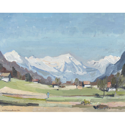 ALBERT NEUENSCHWANDER : 'Goldswil mit Brienzer Rothorn' (DOBIASCHOFSKY AUKTIONEN AG)