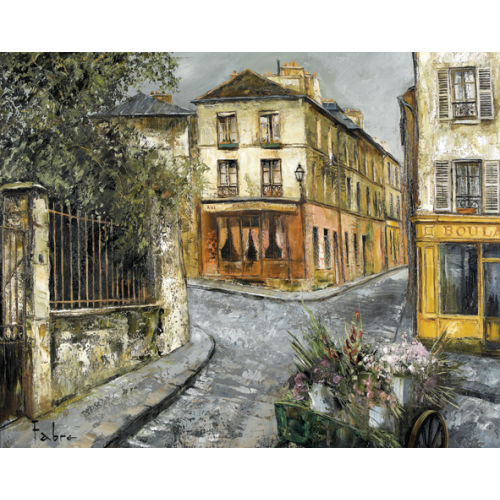GILLES FABRE : Strassenpartie in Cologny mit Blumenwagen (DOBIASCHOFSKY AUKTIONEN AG)