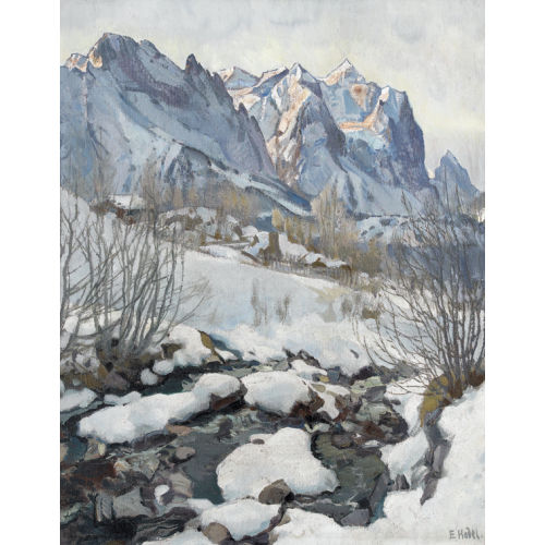 ERNST II HODEL : Winterliche Landschaft mit Wetterhorn (DOBIASCHOFSKY AUKTIONEN AG)