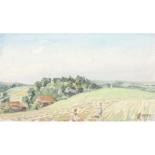 WERNER SCHWARZ : H�gelige Feldlandschaft im Sommer (DOBIASCHOFSKY AUKTIONEN AG)