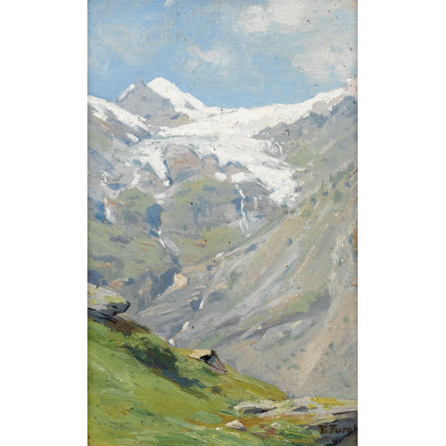FRAN�OIS FURET : Walliser Gebirgsansicht mit Gletscher (DOBIASCHOFSKY AUKTIONEN AG)