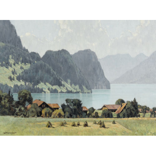 WILLY MONNIER : Sommerliche Ansicht des Brienzersees (DOBIASCHOFSKY AUKTIONEN AG)