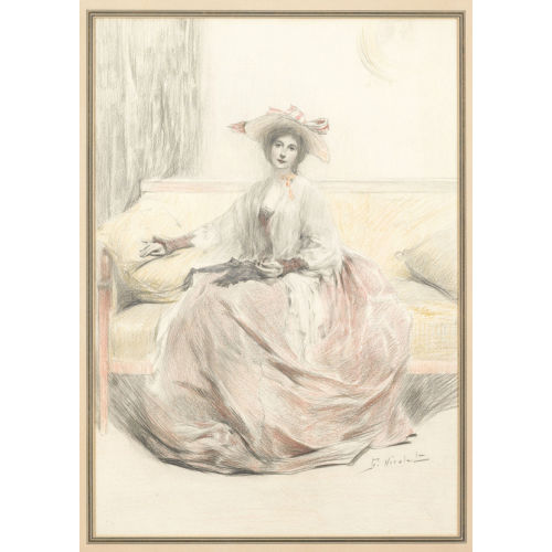 GABRIEL EMILE EDOUARD NICOLET : Sitzende Dame auf einem Sofa (DOBIASCHOFSKY AUKTIONEN AG)