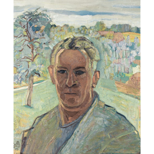 EDMOND BILLE : Selbstportr�t vor Landschaft (DOBIASCHOFSKY AUKTIONEN AG)