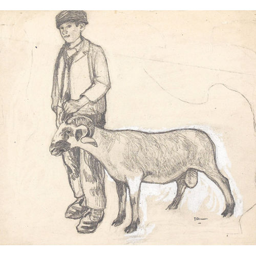 EDMOND BILLE : Berger et moutons (DOBIASCHOFSKY AUKTIONEN AG)